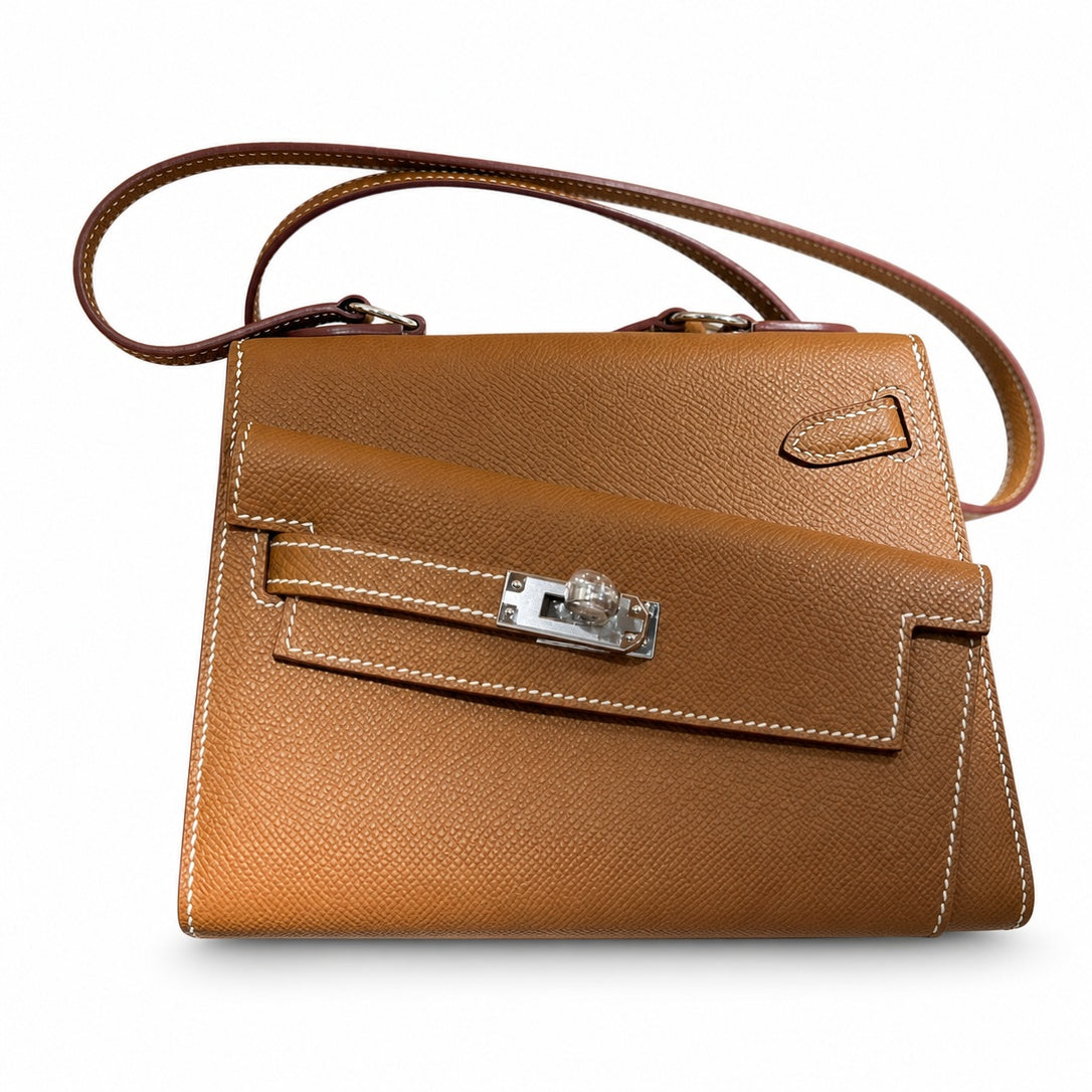 Latest new style 🆕 kelly latest style FW 2022 double-sided kelly epsom leather double-sided irregular design bold change new look more handsome and stylish 37 gold brown silver buckle