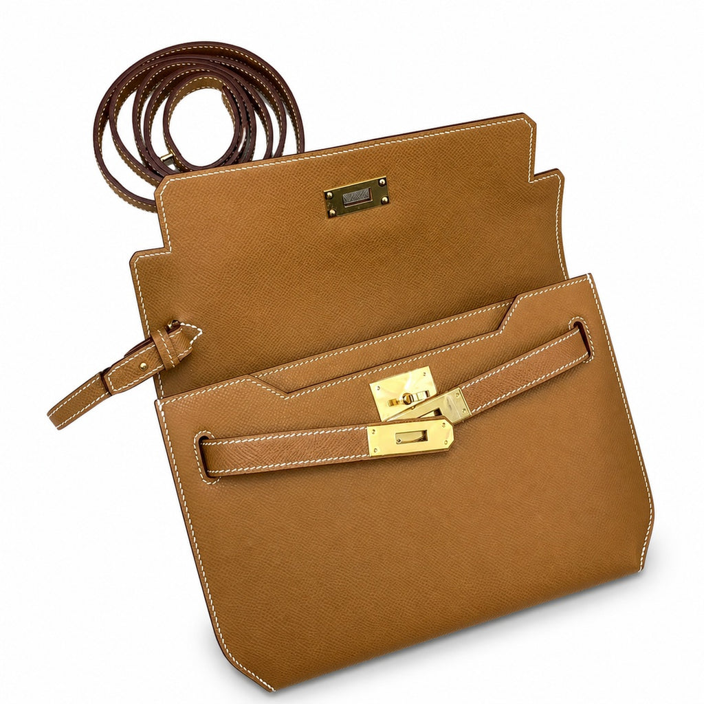 Kelly Depeches 25cm Epsom leather, 37 gold brown, gold buckle, the most in-class men's handbag Depeches25 This leather is really the best, with a shoulder strap, it instantly transforms into an armpit