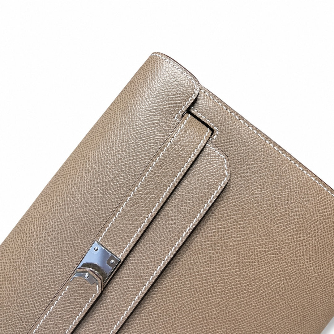 Kelly Depeches 25cm Epsom leather 18 Etoupe elephant gray top handcraft! Counter quality!
