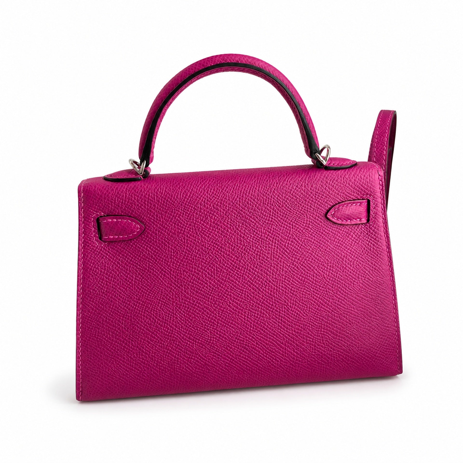 Fully hand-sewn👉Second generation Mini Kelly 19cm imported Epsom leather rose purple silver buckle