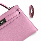 Fully hand-sewn👉Second generation Mini Kelly 19cm imported Epsom leather, malva purple, silver buckle