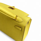 Fully hand-sewn👉Second generation Mini Kelly 19cm imported Epsom leather lemon yellow🍋 gold buckle