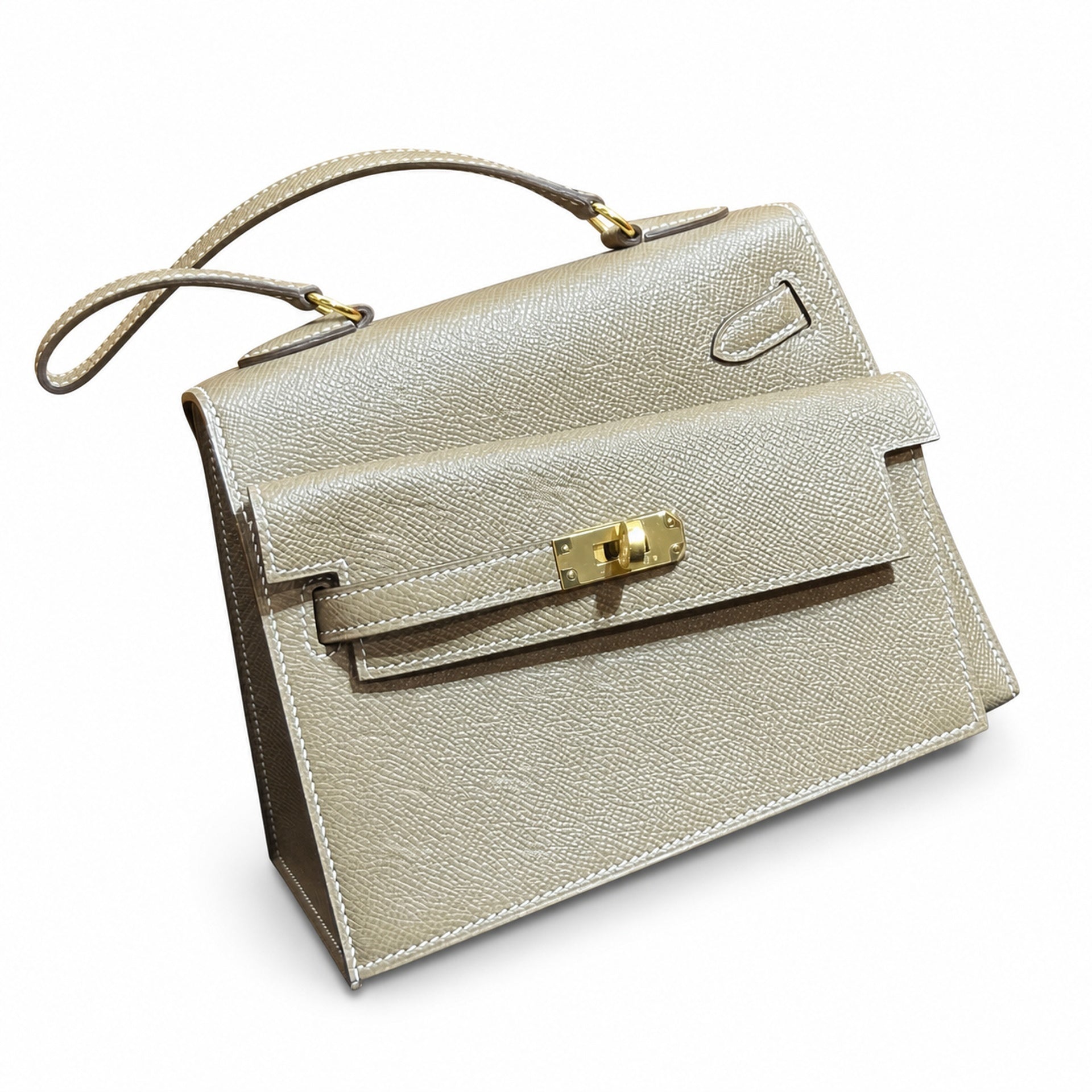 Double-sided Kelly DESORDRE original epsom leather etoupe gray elephant gray order