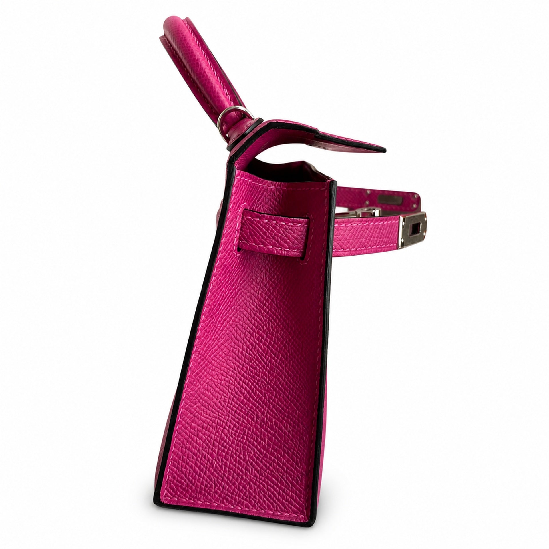 Fully hand-sewn👉Second generation Mini Kelly 19cm imported Epsom leather rose purple silver buckle