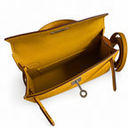 Fully hand-sewn👉Second generation Mini Kelly 19cm imported Epsom leather amber yellow silver buckle