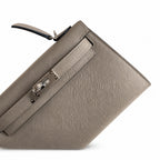 Fully hand-sewn👉Second generation Mini Kelly 19cm imported Epsom leather asphalt gray silver buckle