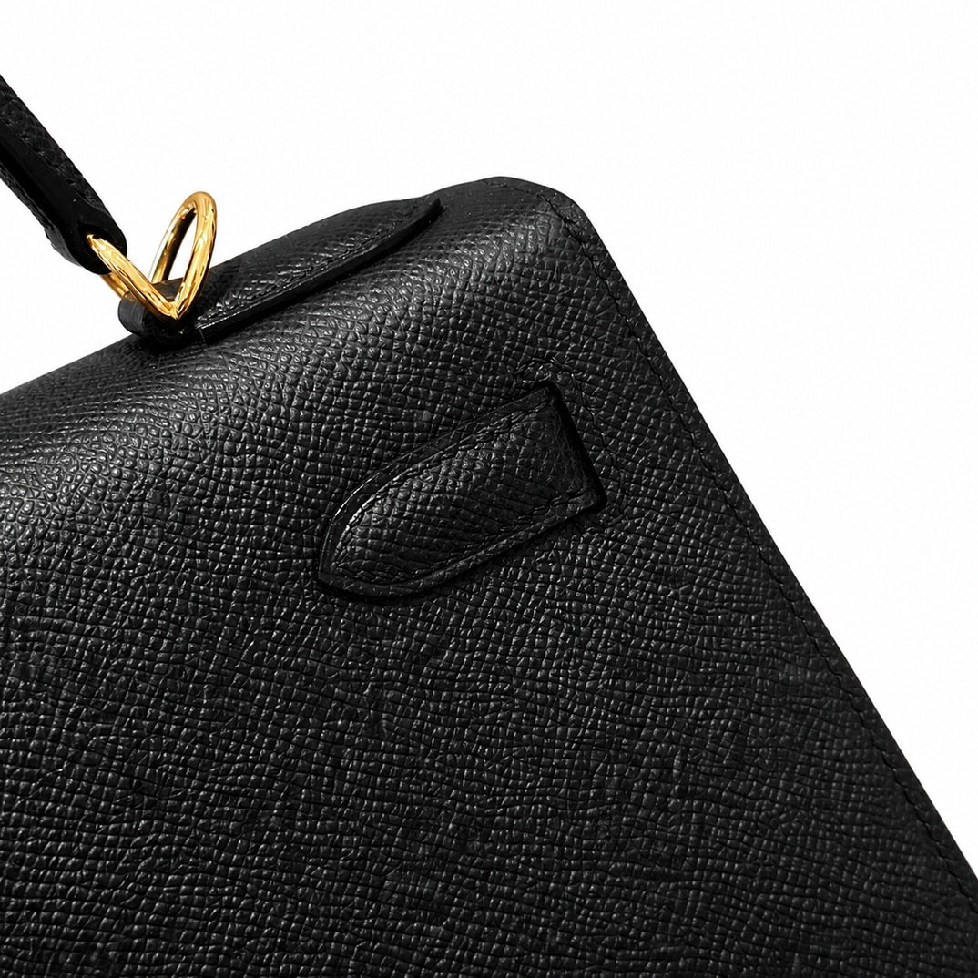 kelly32cm, ck89/Black, Epsom, gold, all handmade‼ ️Kelly 32cm, black, palm print, gold buckle, high-end handmade exclusive customization‼ ️Purely hand-made nails, hand-engraved hardware, fine steel Di