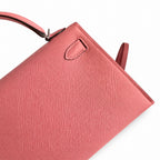 Fully hand-sewn👉Second generation Mini Kelly 19cm imported Epsom leather milkshake powder silver buckle