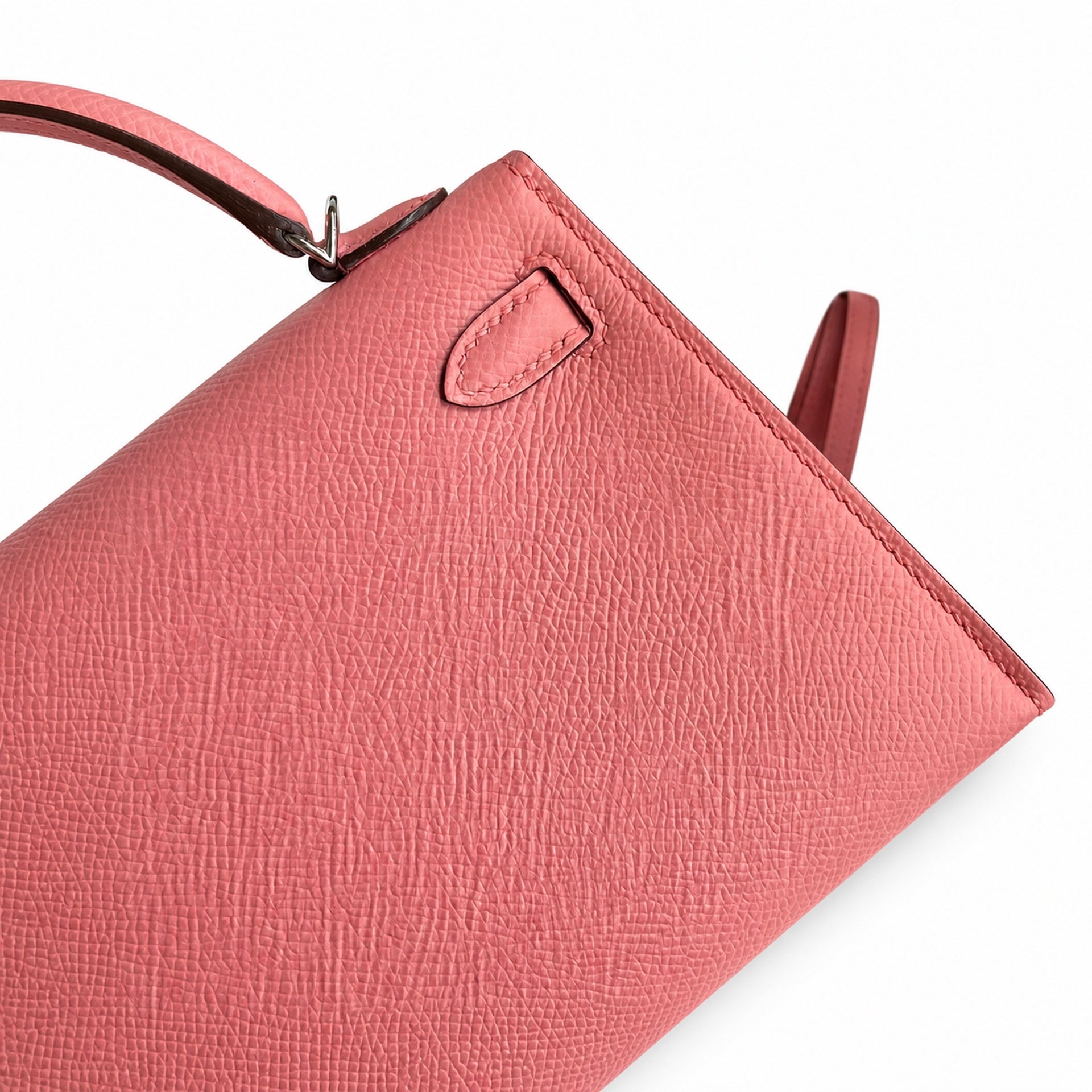 Fully hand-sewn👉Second generation Mini Kelly 19cm imported Epsom leather milkshake powder silver buckle