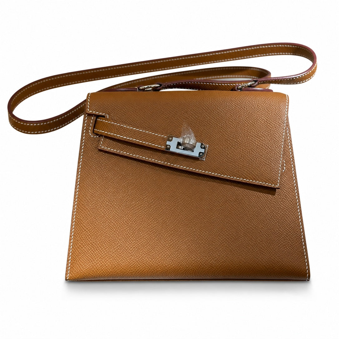 Latest new style 🆕 kelly latest style FW 2022 double-sided kelly epsom leather double-sided irregular design bold change new look more handsome and stylish 37 gold brown silver buckle
