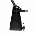 kelly32cm, ck89/Black, Epsom, sliver, all handmade‼ ️Kelly 32cm, black, palm print, silver buckle, high-end handmade exclusive customization‼ ️Purely hand-made nails, hand-engraved hardware, fine stee