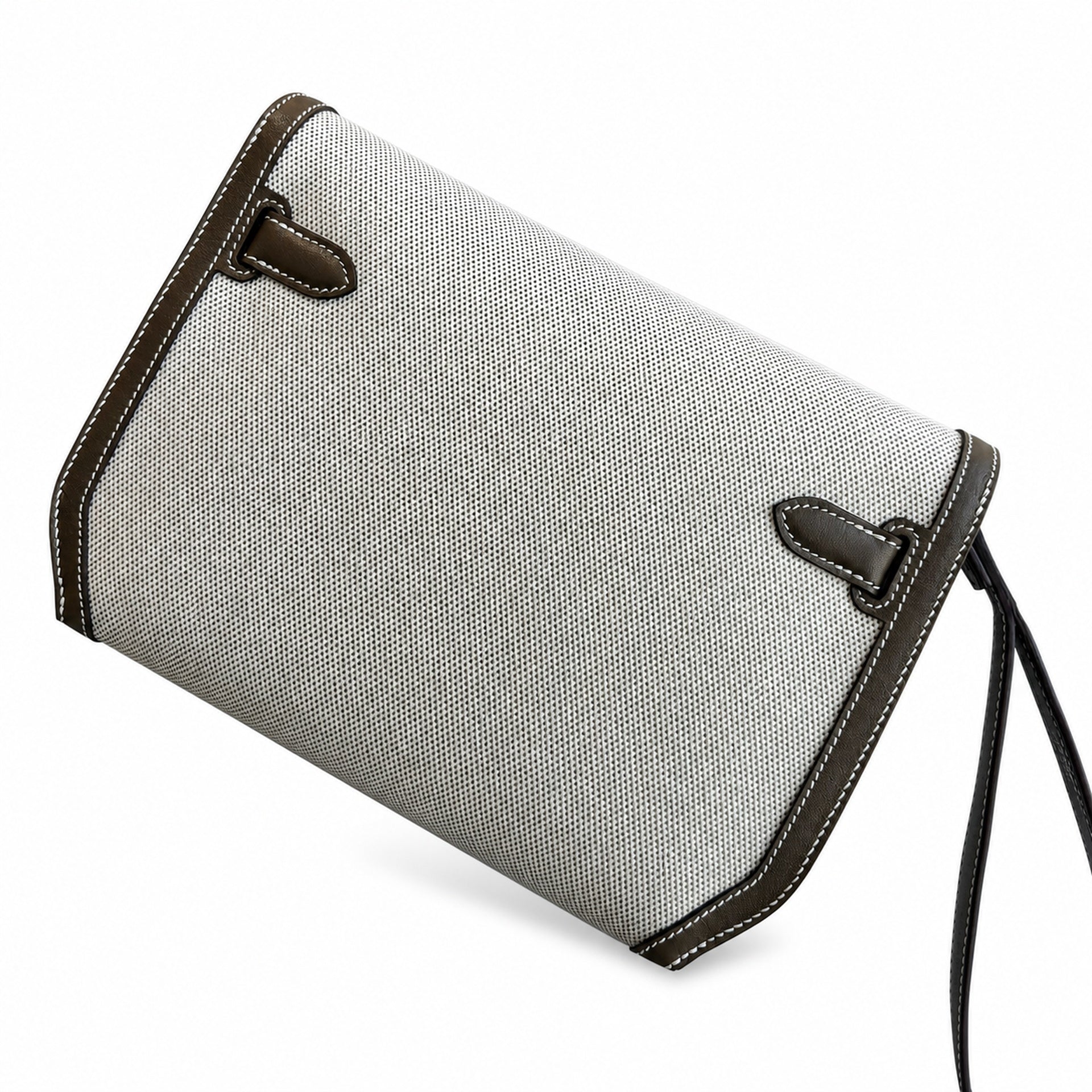 Kelly Depeches 25 clutch, canvas and swift leather (with additional shoulder strap), can be carried cross-body, can be carried by hand or on the wrist, daily needs, seamless switching between business