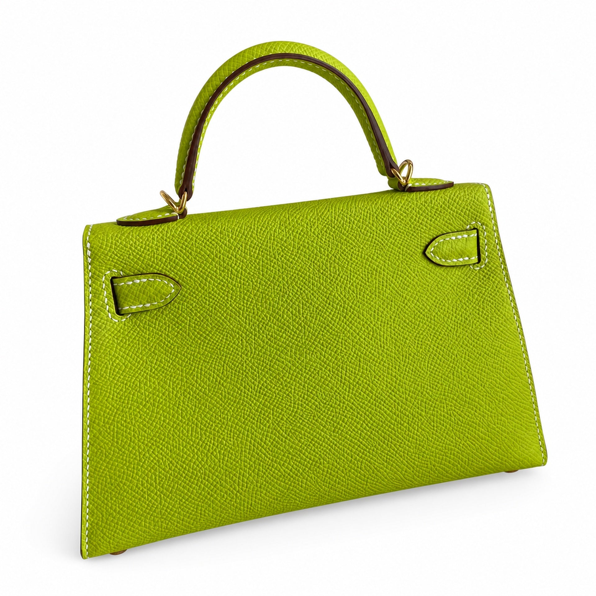 Fully hand-sewn👉Second generation Mini Kelly 19cm imported Epsom leather candy green gold and silver buckle