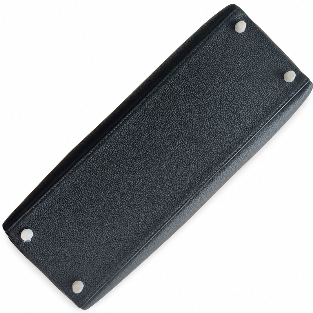 Kelly40cm togo original royal calfskin ck89 black top craftsmanship wax thread full stitching gold buckle
