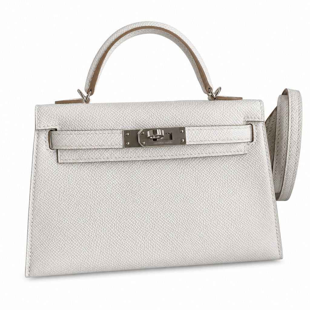 Fully hand-sewn👉Second generation Mini Kelly 19cm imported Epsom leather M4 milk gray silver buckle