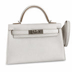 Fully hand-sewn👉Second generation Mini Kelly 19cm imported Epsom leather M4 milk gray silver buckle
