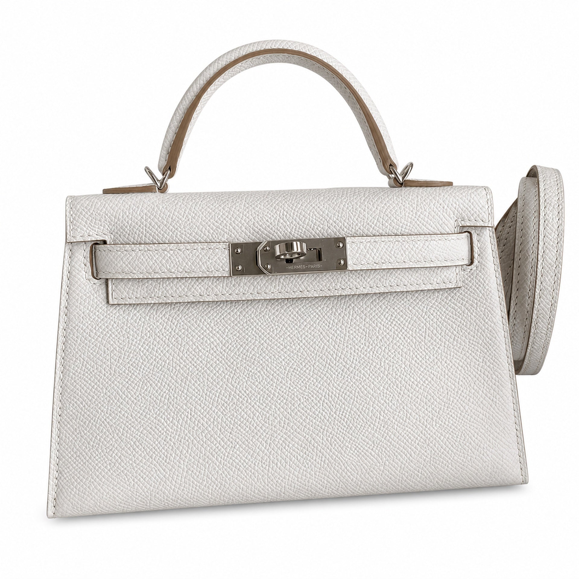 Fully hand-sewn👉Second generation Mini Kelly 19cm imported Epsom leather M4 milk gray silver buckle