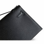 First generation handbag evening bag Kelly 22cm Epsom leather black gold buckle wax thread