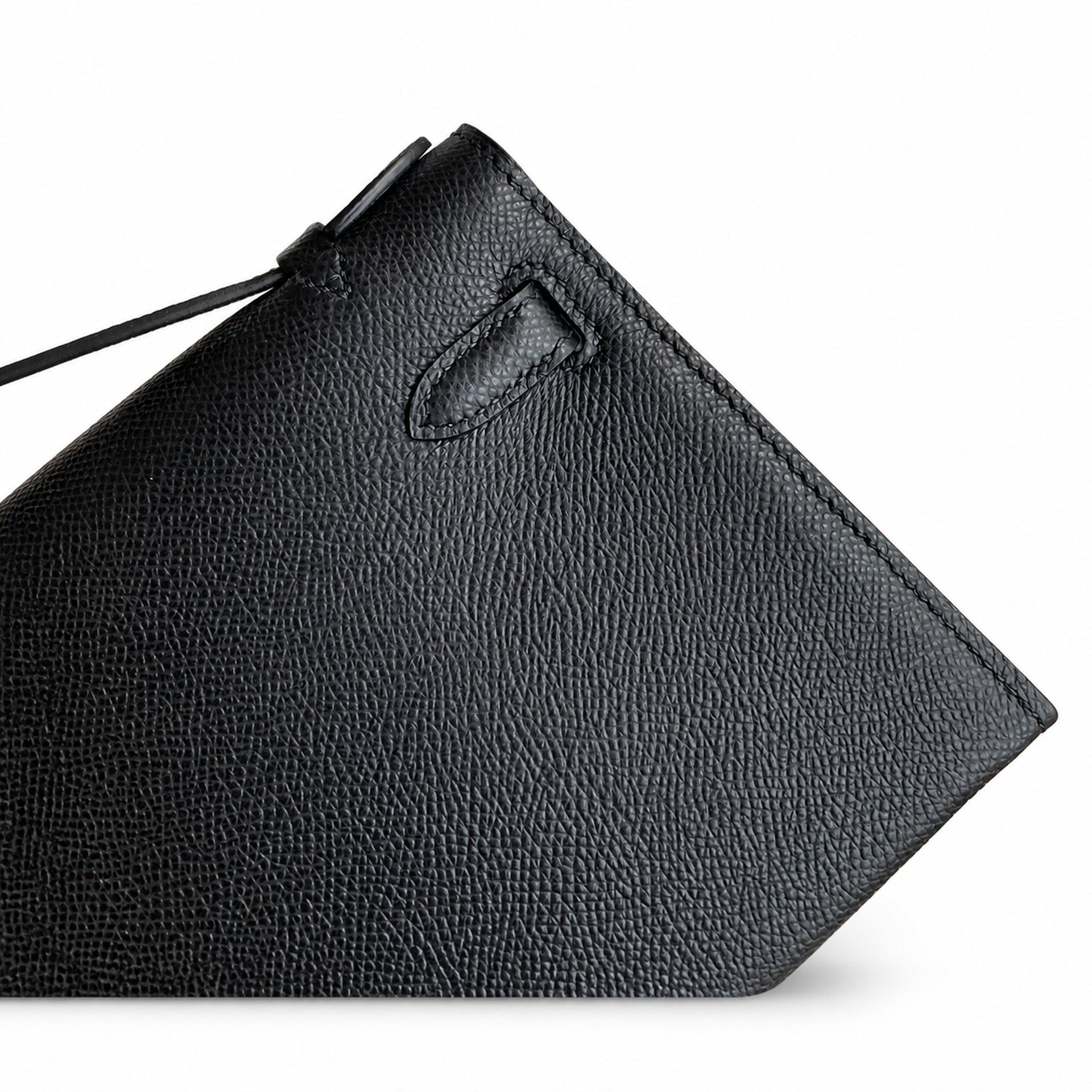 First generation handbag evening bag Kelly 22cm Epsom leather black gold buckle wax thread