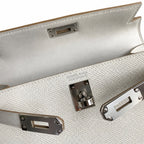 Fully hand-sewn👉Second generation Mini Kelly 19cm imported Epsom leather M4 milk gray silver buckle