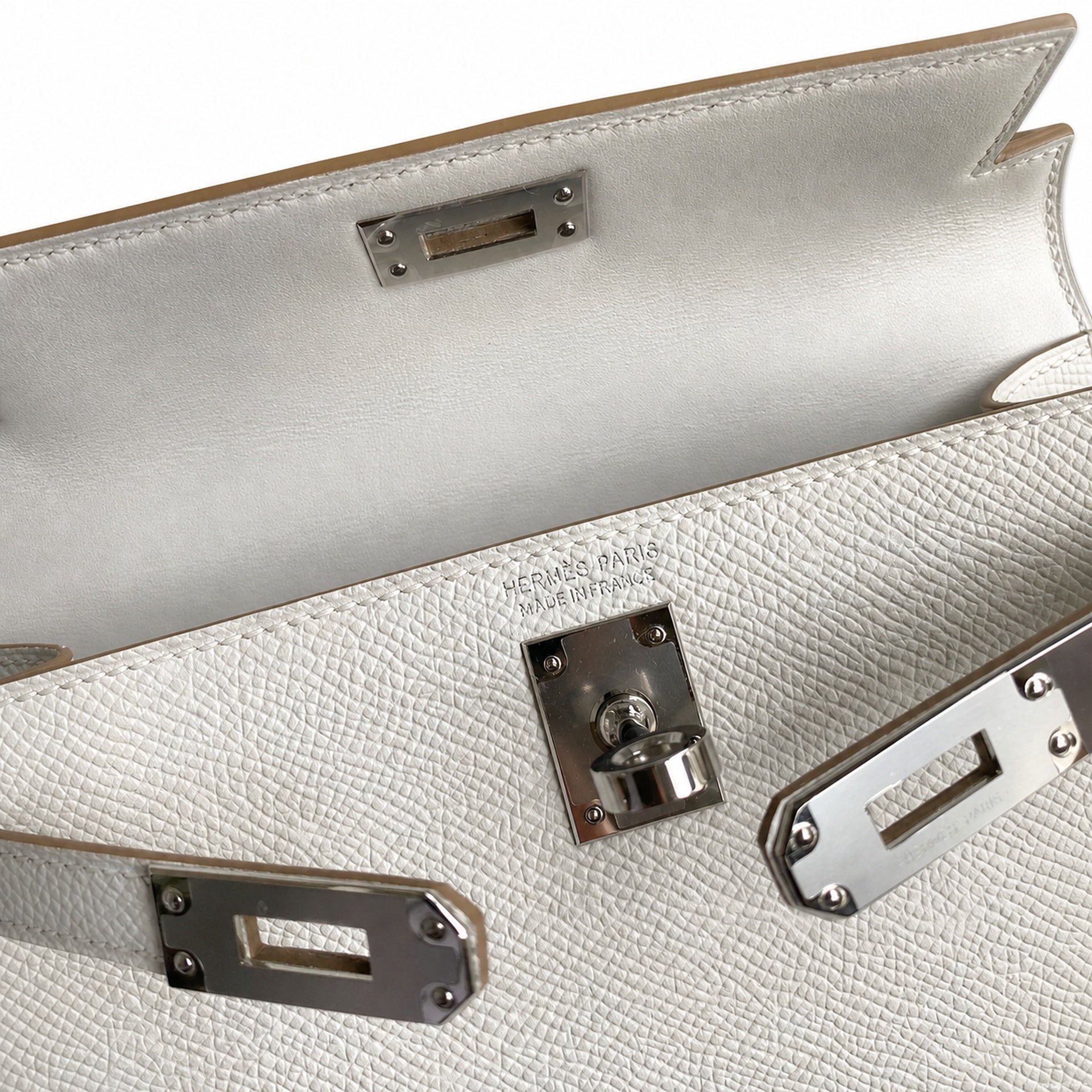 Fully hand-sewn👉Second generation Mini Kelly 19cm imported Epsom leather M4 milk gray silver buckle