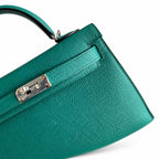 Fully hand-sewn👉Second generation Mini Kelly 19cm imported Epsom leather malachite green silver buckle
