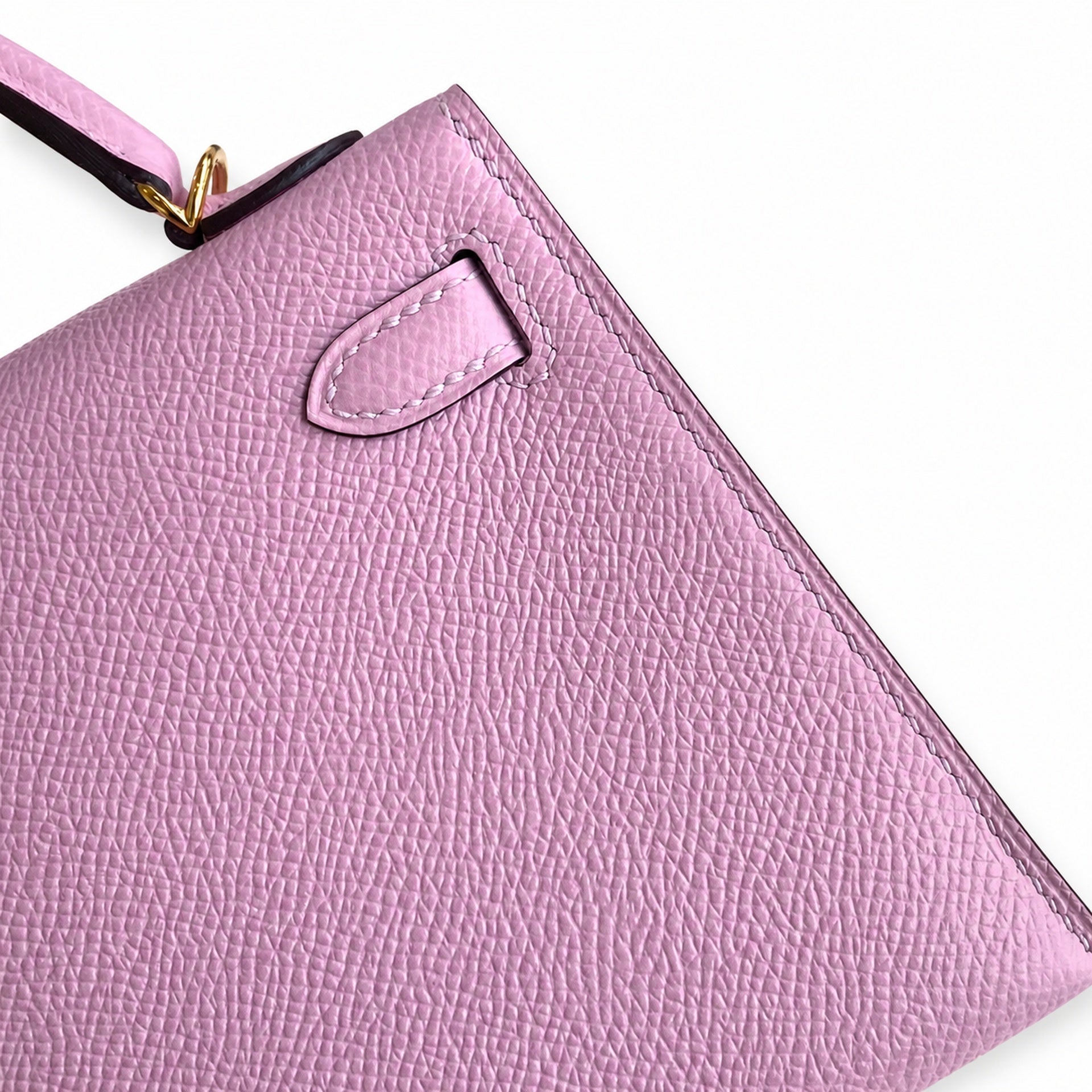Fully hand-sewn👉Second generation Mini Kelly 19cm imported Epsom leather, malva purple, gold buckle