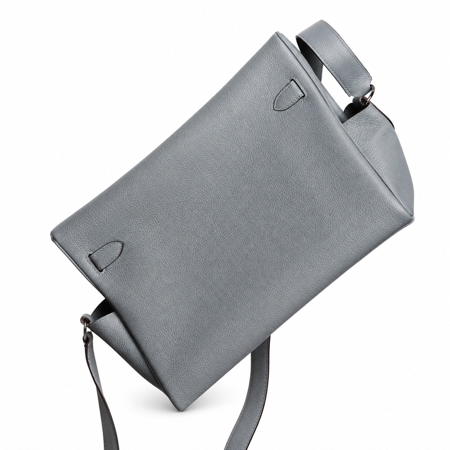 Kelly Messenger messenger bag large size, linen blue Togo leather, 🉑Pre-order Togo calfskin messenger bag. - Flap with swivel hardware - Large internal zip pocket - Internal front pocket - 2 external