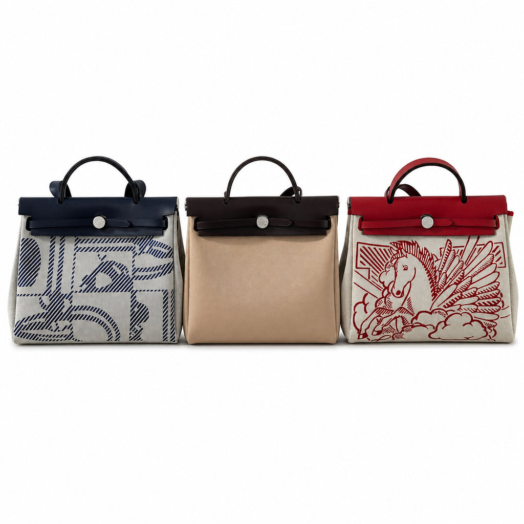 Hermers' popular herbag 31cm is designed to be inspired by saddle bags. The body of the bag is made of canvas, and the inseam, shoulder straps and handle are made of leather. The appearance is very si