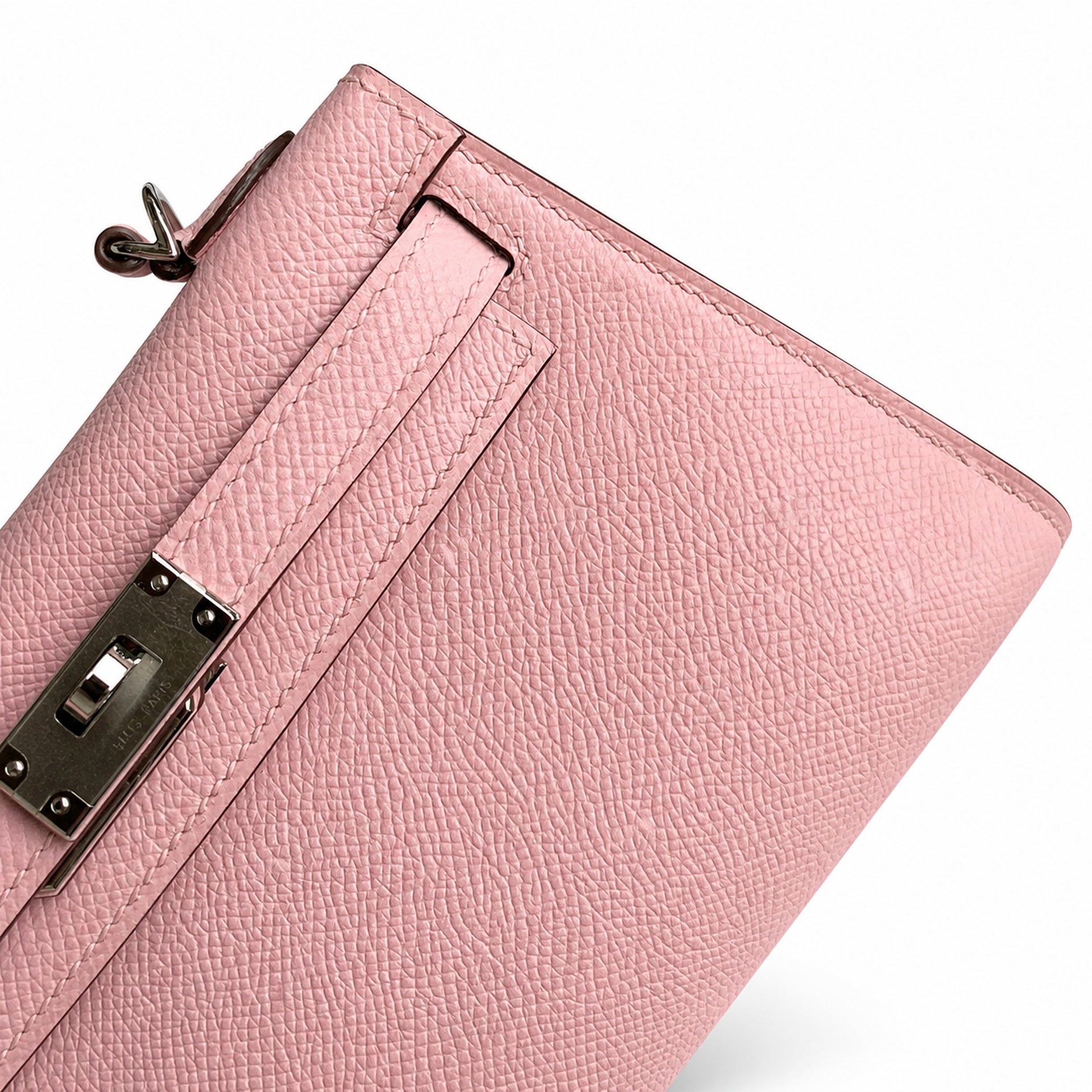 Fully hand-sewn👉Second generation Mini Kelly 19cm imported Epsom leather 3Q pink silver buckle