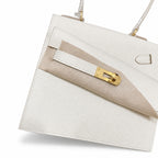 Kelly Desordre 20cm Sellier double-sided Epsom original palm print leather ck10 milkshake white Craie gold buckle GHw top hand sewing
