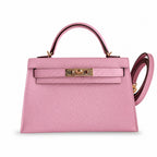 Fully hand-sewn👉Second generation Mini Kelly 19cm imported Epsom leather, malva purple, rose gold buckle