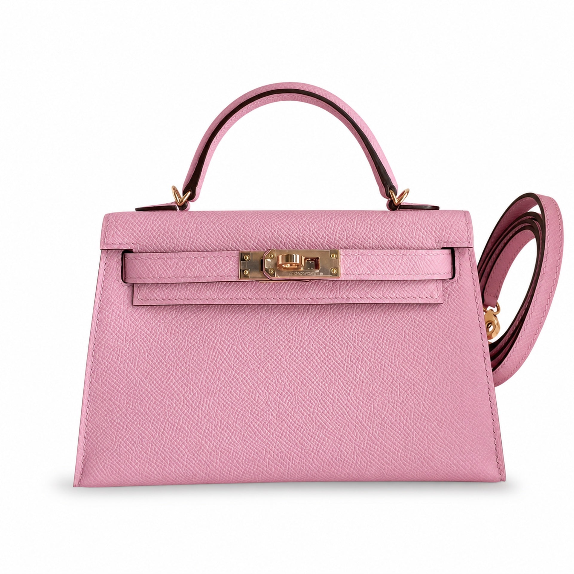Fully hand-sewn👉Second generation Mini Kelly 19cm imported Epsom leather, malva purple, rose gold buckle