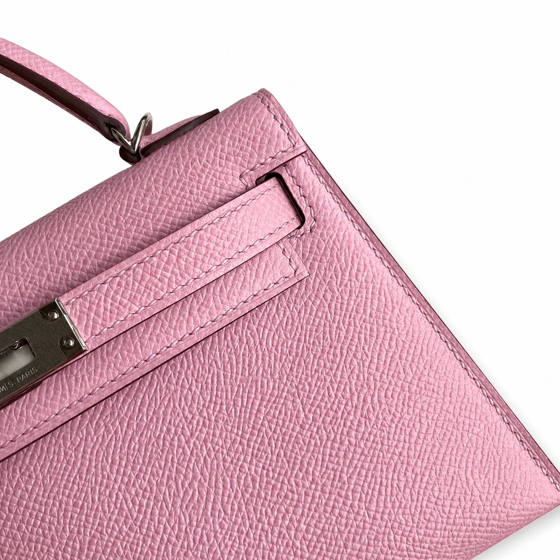 Second generation Mini Kelly 19cm Epsom leather, mallow purple, silver buckle