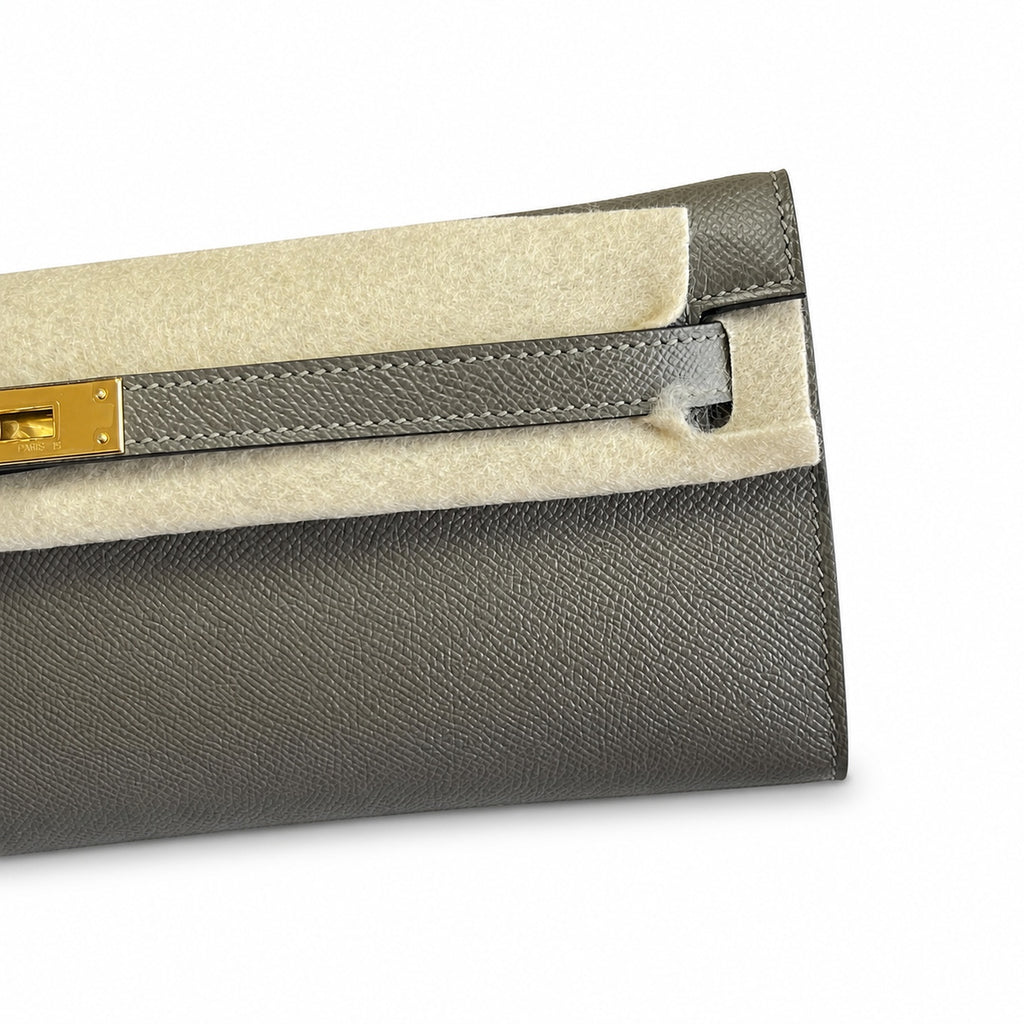 Kelly Cut 31 Clutch Epsom Leather Picture Pewter Gray