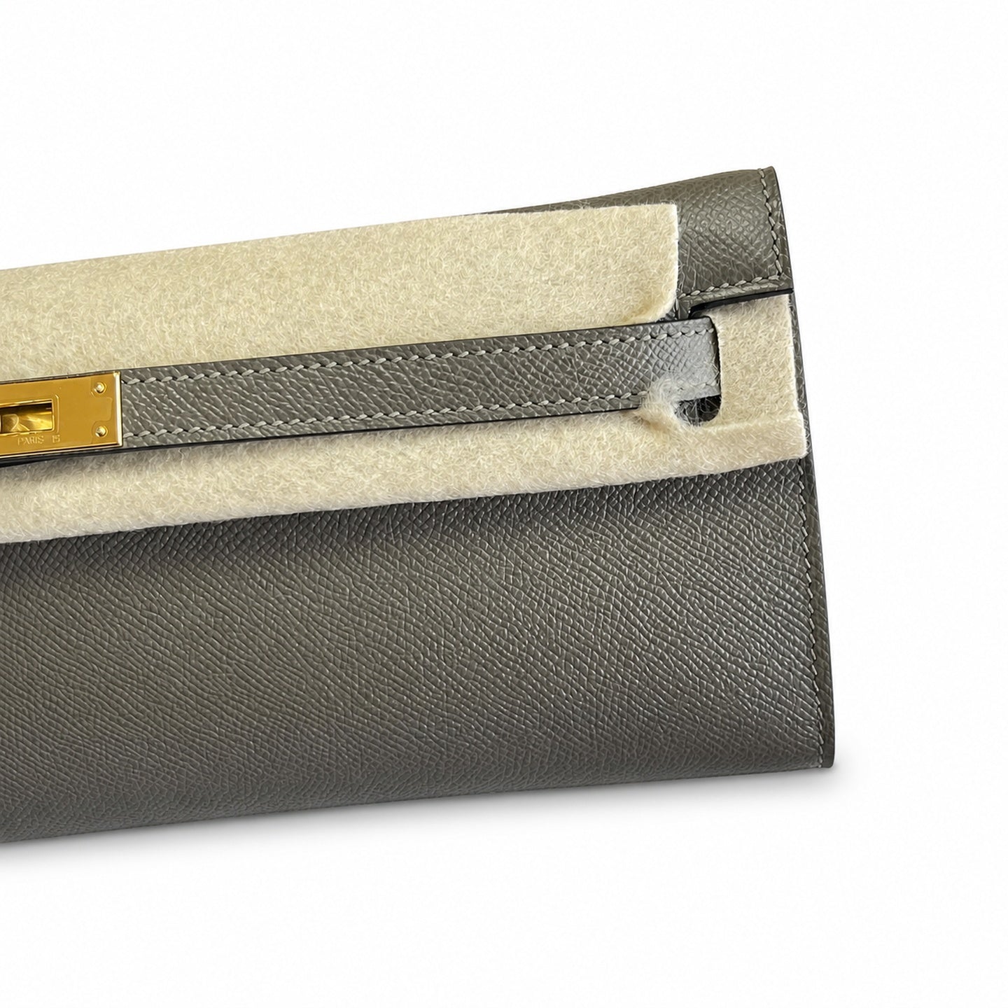 Kelly Cut 31 Clutch Epsom Leather Picture Pewter Gray