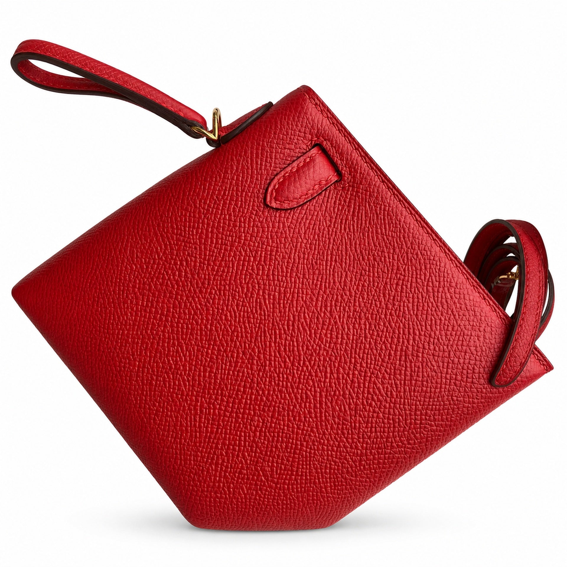 Fully hand-sewn👉Second generation Mini Kelly 19cm imported Epsom leather flag red gold buckle