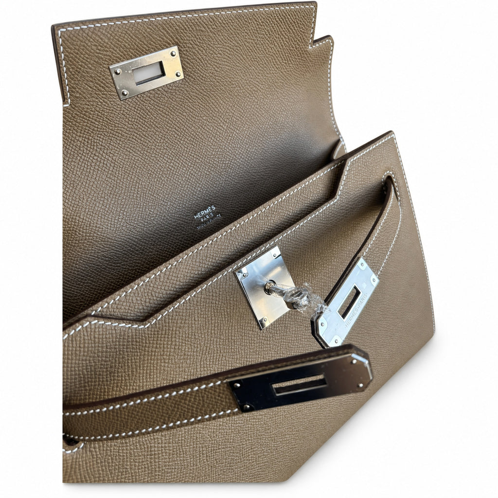Kelly Depeches 25 clutch, Epsom leather (with additional shoulder strap), can be worn cross-body, can be carried by hand or on the wrist, daily needs, seamless switch between business/leisure - centra