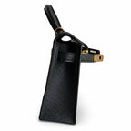Second generation Mini Kelly 19cm Epsom leather black gold buckle
