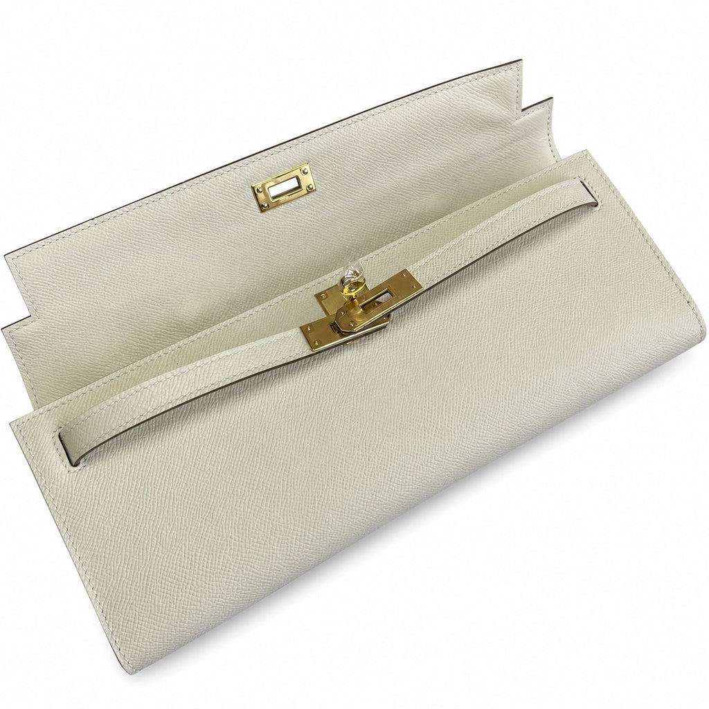 Kelly Cut 31 Clutch Epsom Leather Picture Milkshake White