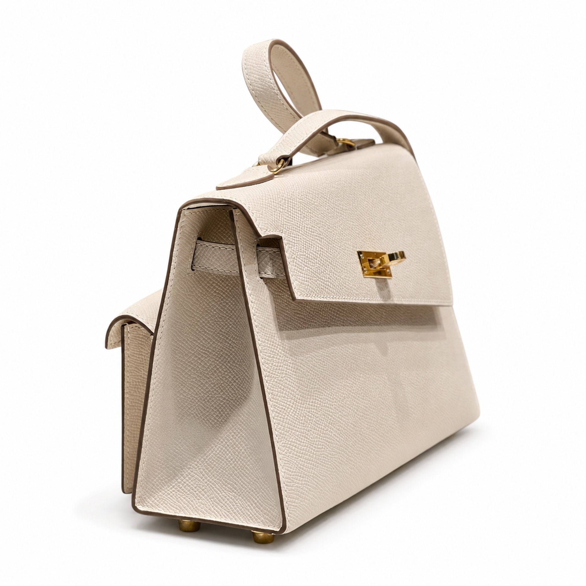 KELLY II SELLIER double-sided Kelly 20cm 10 milkshake white epsom leather gold buckle