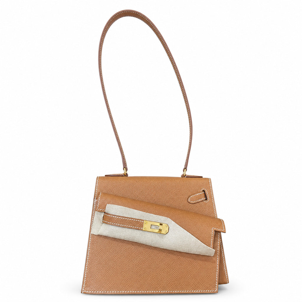 Kelly Desordre 20cm Sellier double-sided Epsom original palm print leather ck37 golden brown Gold gold buckle GHW top hand sewing