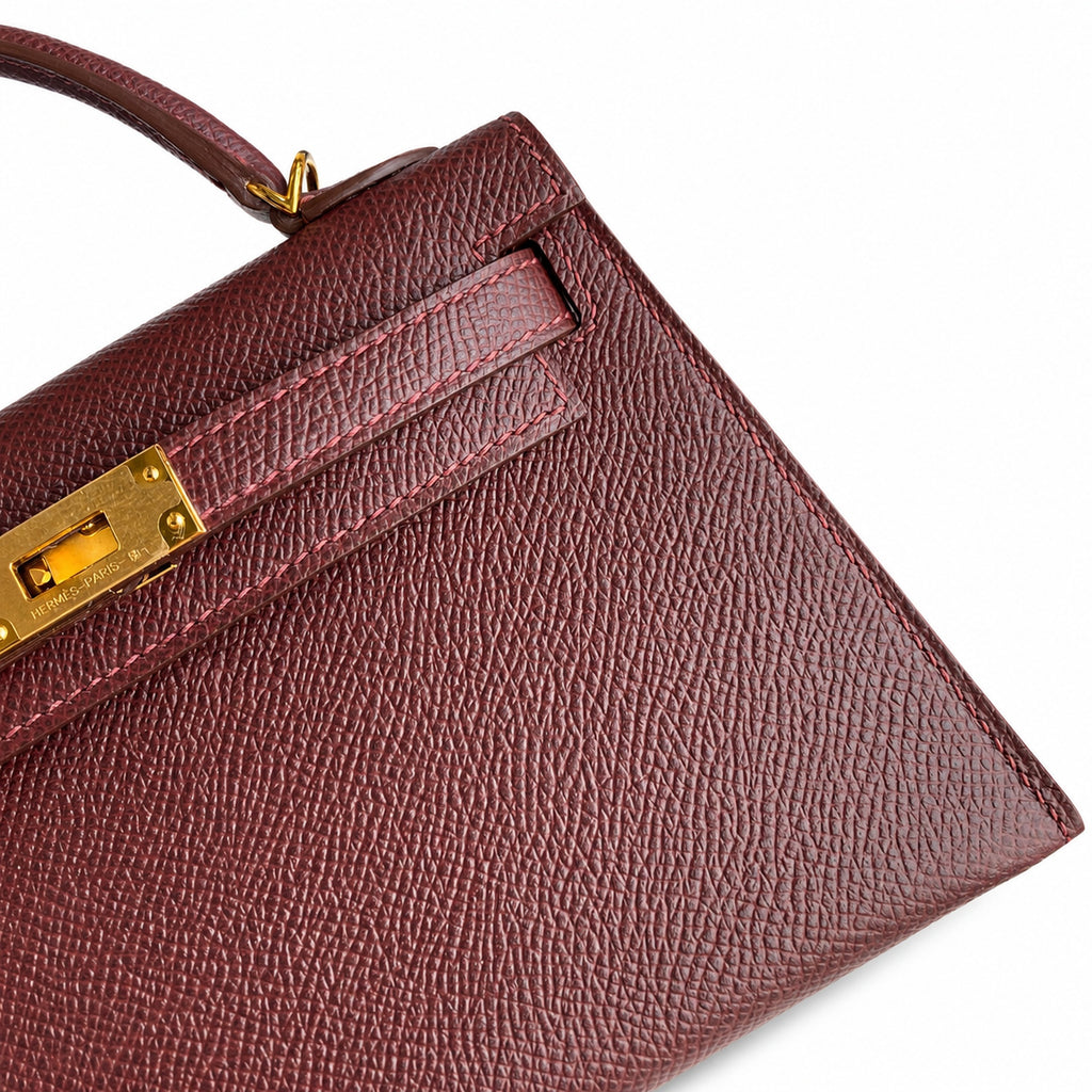 Fully hand-sewn👉Second generation Mini Kelly 19cm imported Epsom leather Hermès red gold buckle