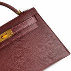 Fully hand-sewn👉Second generation Mini Kelly 19cm imported Epsom leather Hermès red gold buckle