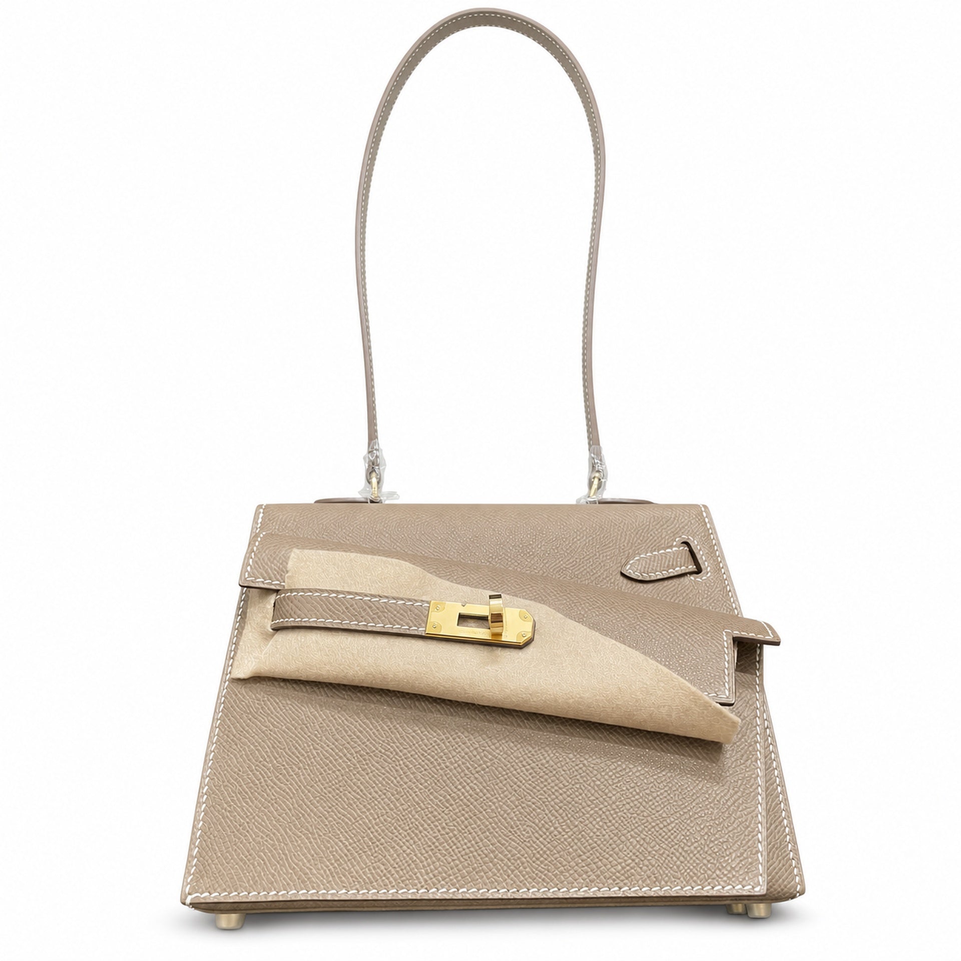 Kelly Desordre 20cm Sellier double-sided Epsom original palm print leather ck18 elephant gray Etoupe gold buckle GHw top hand sewing