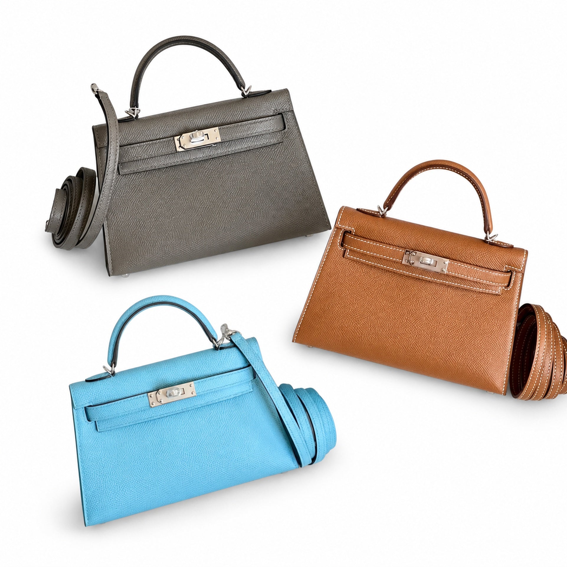 ❷Kelly mini 2nd generation collection🈴Picture 19cm Epsom palm print leather silver buckle series