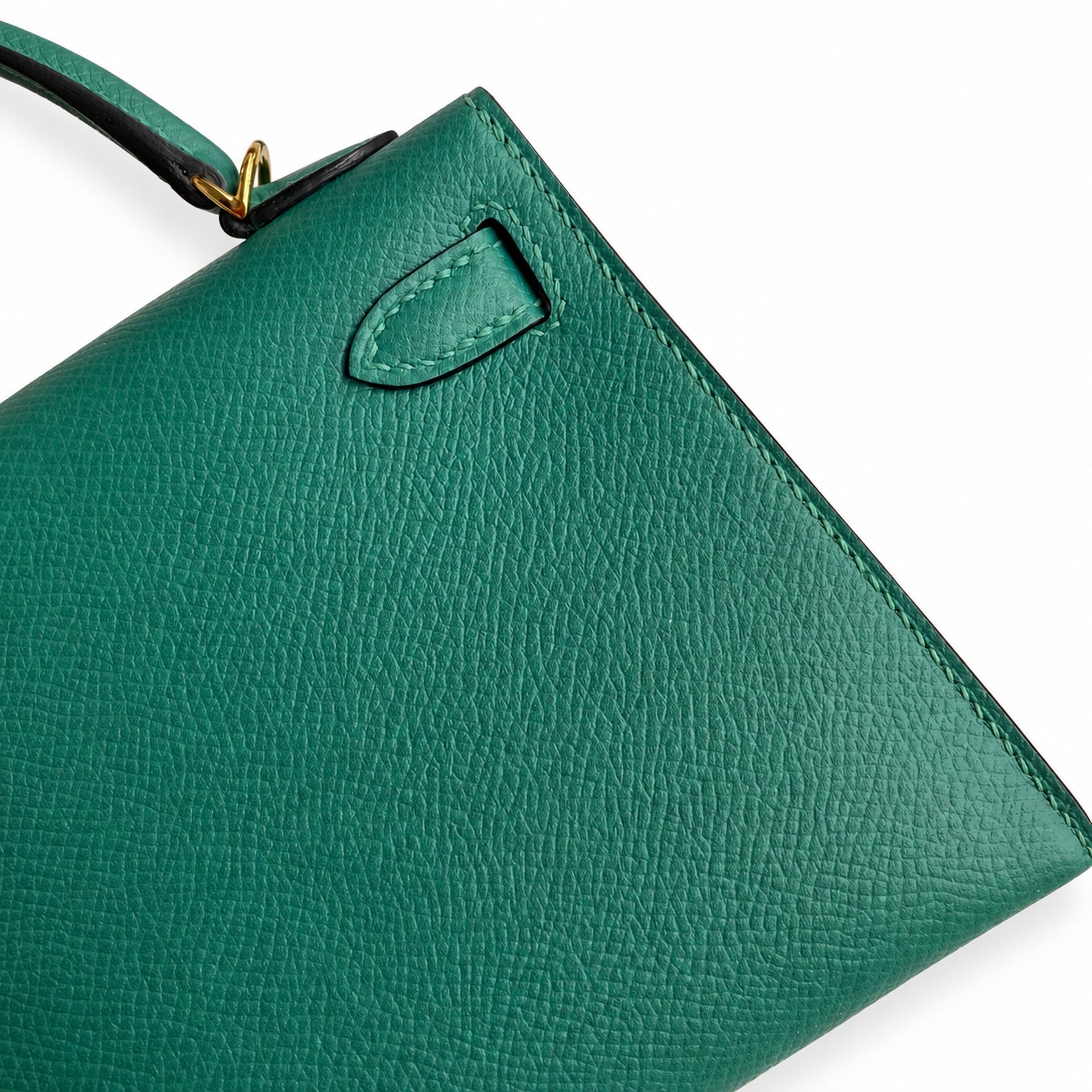 Fully hand-sewn👉Second generation Mini Kelly 19cm imported Epsom leather malachite green🦚 gold buckle
