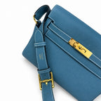 🆕 In stock Kelly Messenger messenger bag for men and women, denim orchid buckle, imported leather, all-steel hand-waxed thread, the highest cost-effectiveness on the Internet. The classic combination