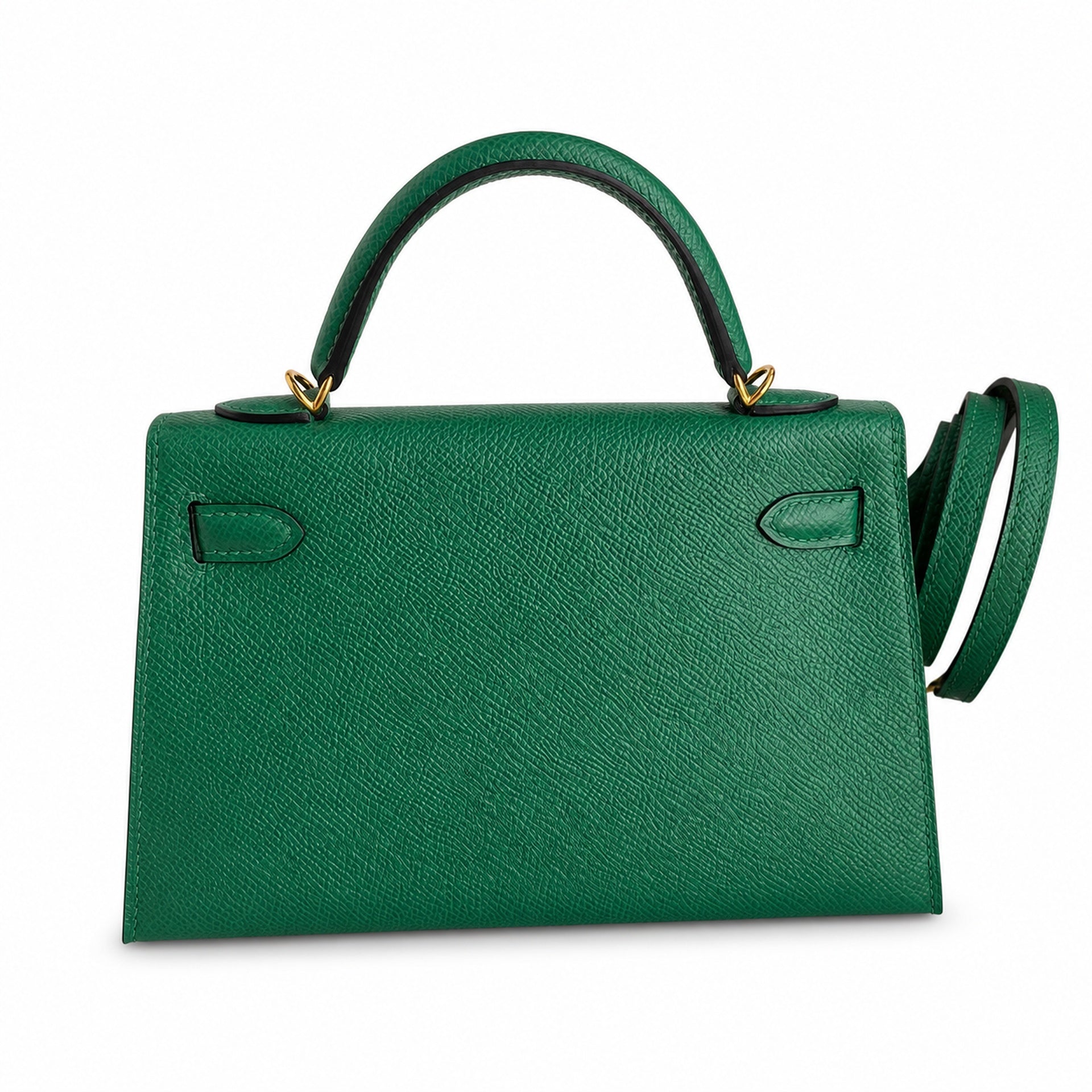 Fully hand-sewn👉Second generation Mini Kelly 19cm imported Epsom leather velvet green gold buckle