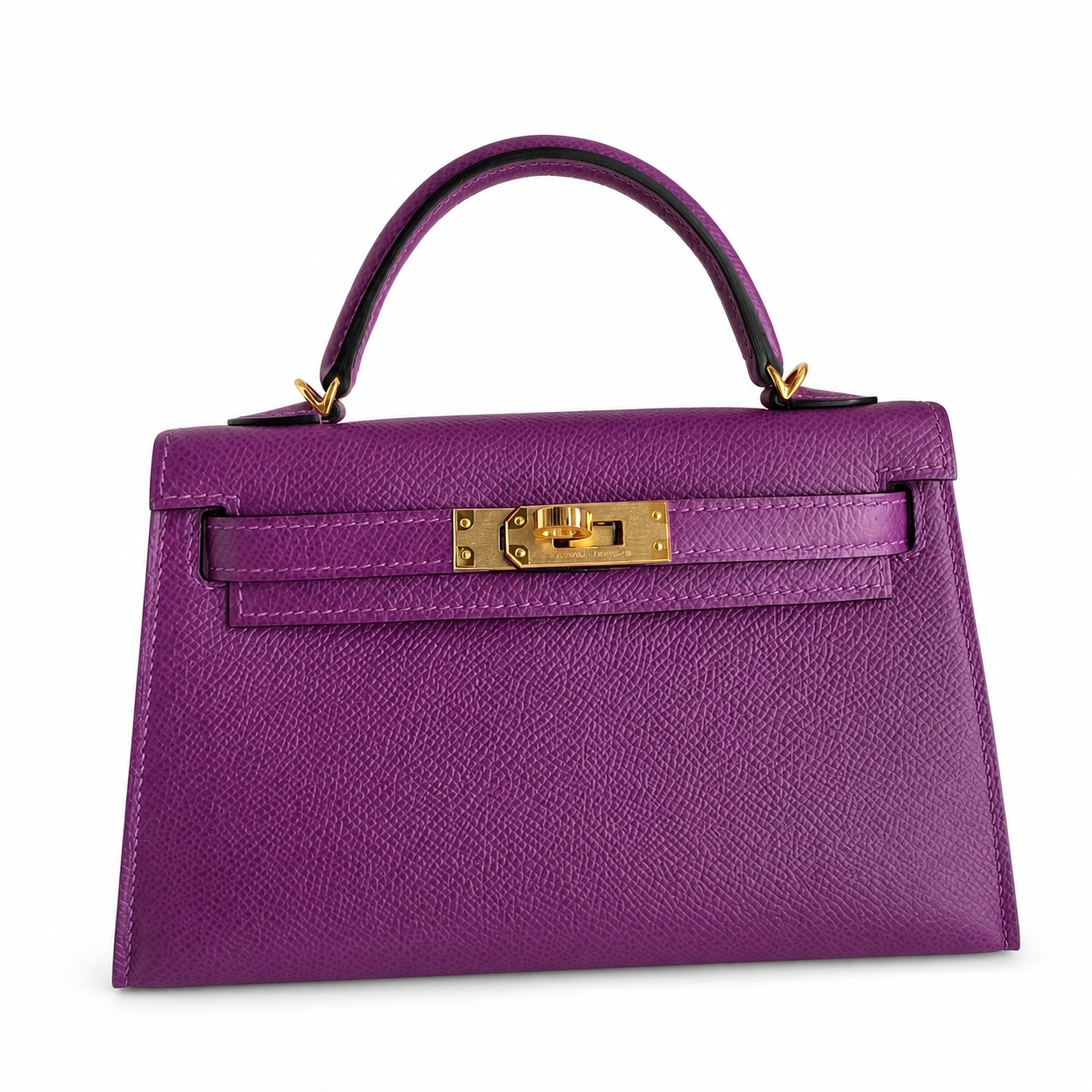 Fully hand-sewn👉Second generation Mini Kelly 19cm imported Epsom leather sea anemone purple gold buckle